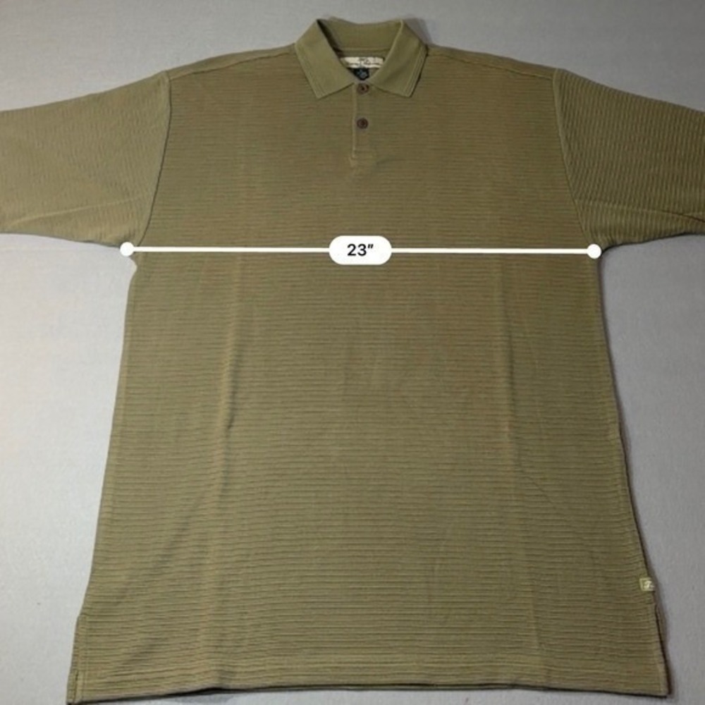 Tommy Bahama Business Casual Silk Cotton Ribbed Polo‎ Shirt Olive Green Size M - Picture 7 of 8